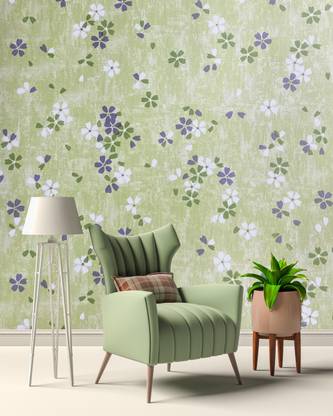 FOKRIM Vinyl Decorative Green Wallpaper