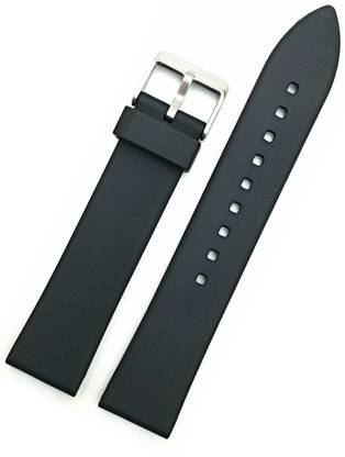 EWAccessories 22mm Black Polyurethane (PU) Rubber Replacement Watch Band Strap | Cofortable and Durable Material 22 mm Rubber Watch Strap