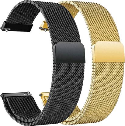 TRENDINGVIEW Metal Chain Watch Strap With Magnetic Lock Suitable For 22 MM Watch (Pack Of 2) 22 mm Metal Watch Strap