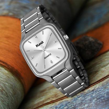 IHMTS-8404 Plain Square Original Silver Plated For Boys Analog Watch  - For Men
