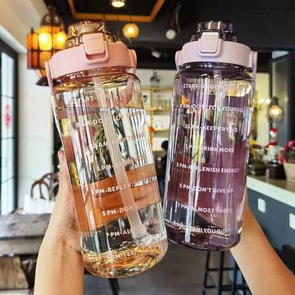 flerific 2000 ml Plastic Bottle With Drinking Glass