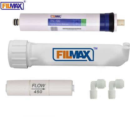 Filmax 100 GPD RO Service Kit -Membrane,Housing, Elbow,Teflon Tape & Flow Restrictor Solid Filter Cartridge