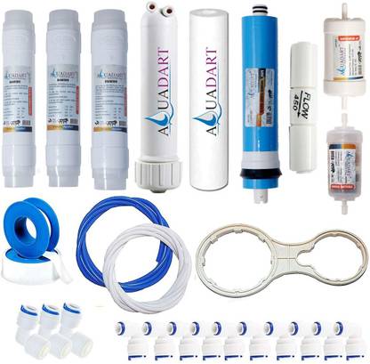 AquaDart Complete Ro Water Purifier Filter Service Kit Of 80 GPD Membrane With All Accessories (1 Year Full Service Kit) Solid Filter Cartridge