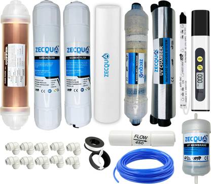 Zecqua Maintenance Ro Service kit with Active Copper ,Uv Chamber, ( 22 Items ) Solid Filter Cartridge