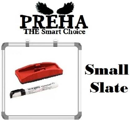 Preha The Smart Choice Non Magnetic Plastic Melamine 1X1 Feet Slate Combo Double-Sided Writing Whiteboard & Chalkboard Whiteboards and Duster Combos