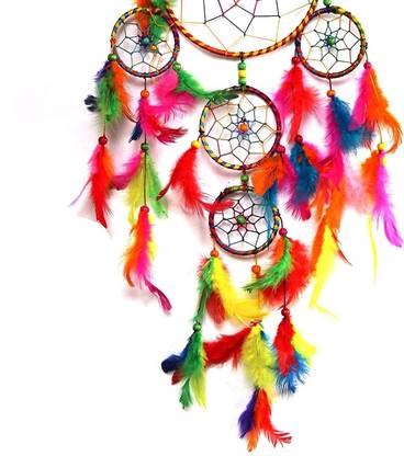 Puci Home Decor, Wall Hanging, Nursery Handmade Pastel Wall Hanging for Bedroom Feather, Wool, Wood Dream Catcher