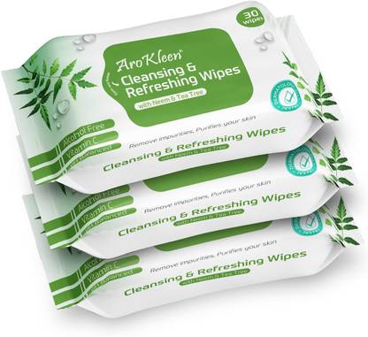 Arokleen Germ Protection Wipes, Disinfectant Wet Wipes for Skin & Surfaces (Pack of 3)