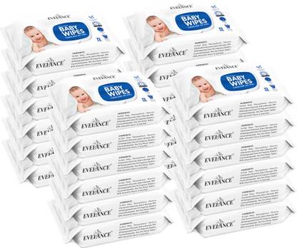 EVELANCE Caring Baby Wet Wipes with lid & Aloe Vera Extract| 72 Pieces|Pack Of 24