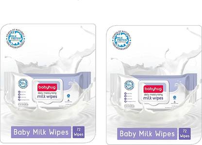 babyhug Daily Rich Moisturising Milk Wipes 72 Pieces (PACK OF 2)