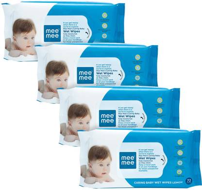 MEE MEE Wet Wipes With Lemon Fragrance - 72 Pieces Pack of 4