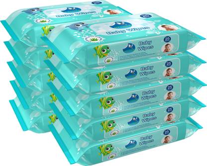 GLIDER Baby Wipes | 25 Wipes/Pack | Soft and Thick | Aloe Vera & Vitamins | (Pack of 10