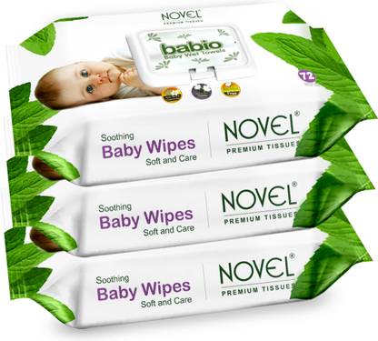 NOVEL Baby Wipes 72 Sheets pack of 3/with Lid