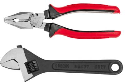 GLOBUS..1227..ADJUSTABLE WRENCH BLACK (6"/150MM) & PLIER (8"/200MM) Single Sided Open End Wrench