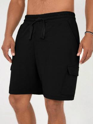 NOBERO Solid Men Black Cargo Shorts