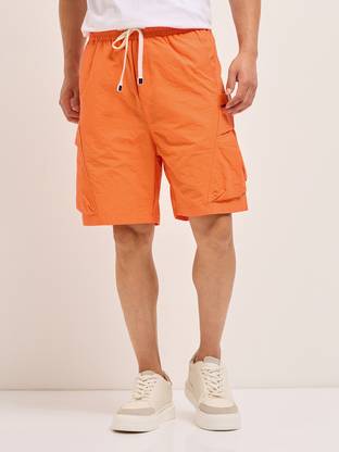 THE BEAR HOUSE Solid Men Orange Regular Shorts