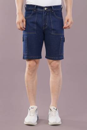 NIVASU Solid Men Denim Dark Blue Denim Shorts