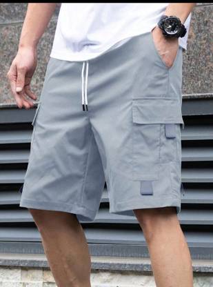 Black Deer Solid Men Grey Cargo Shorts