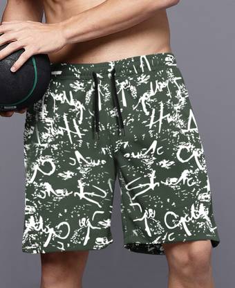TRIPR Printed Men Green Regular Shorts