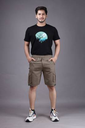 VRAJGLOBAL Solid Men Beige Cargo Shorts