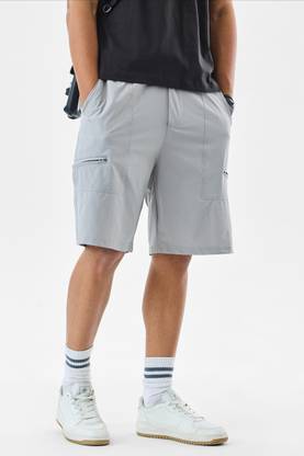 Snitch Solid Men Grey Casual Shorts