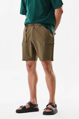 Snitch Self Design Men Denim Beige Denim Shorts