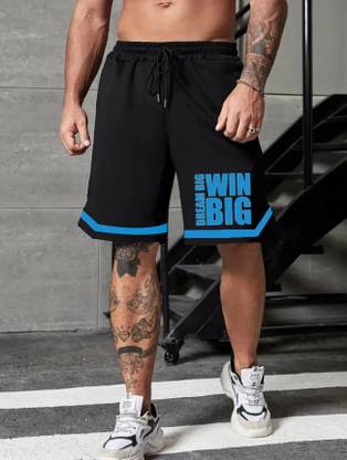 CULISH Graphic Print Men Black Regular Shorts, Sports Shorts, Casual Shorts, Gym Shorts
