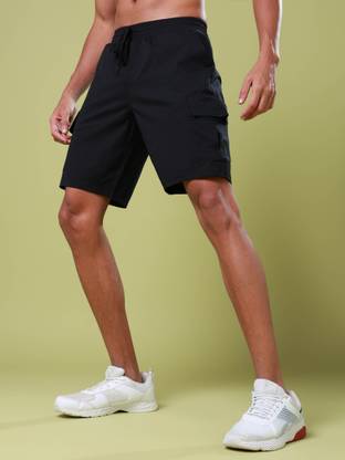 TECHNOSPORT Solid Men Black Cargo Shorts
