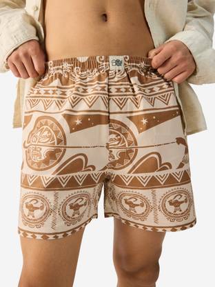 The Souled Store Graphic Print Men Brown Boxer Shorts
