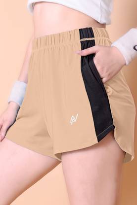 NEXSUS APPARELS Color Block Women Khaki Casual Shorts