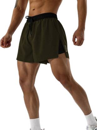 CULISH Solid Men Green Gym Shorts