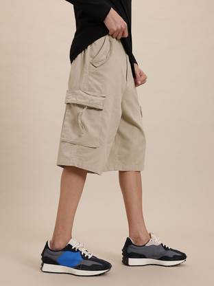 Roadster Solid Men Beige Cargo Shorts