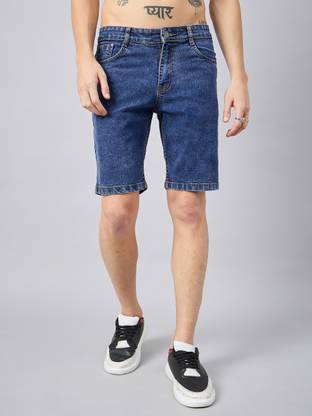STUDIO NEXX Self Design Men Denim Blue Denim Shorts