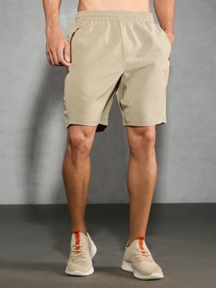TECHNOSPORT Solid Men Khaki Sports Shorts