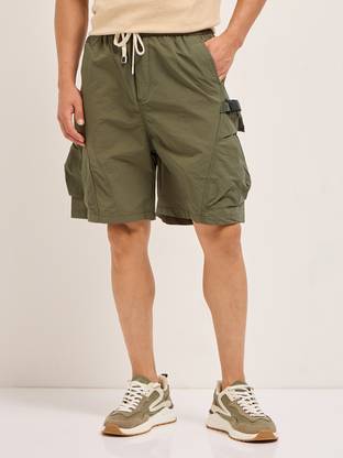 THE BEAR HOUSE Solid Men Green Regular Shorts