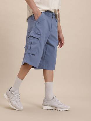 Roadster Solid Men Blue Cargo Shorts
