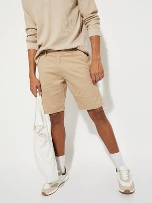 MAX Solid Men Beige Basic Shorts