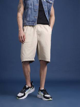 Roadster Solid Men Beige Regular Shorts