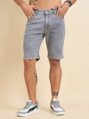 STUDIO NEXX Solid Men Denim Grey Denim Shorts