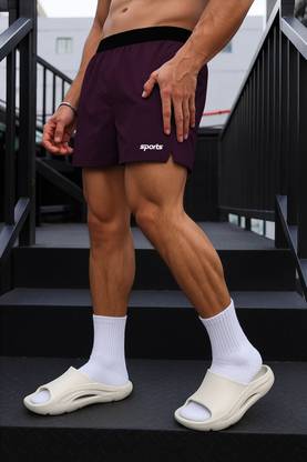 CULISH Solid, Graphic Print Men Maroon Casual Shorts, Running Shorts, Gym Shorts