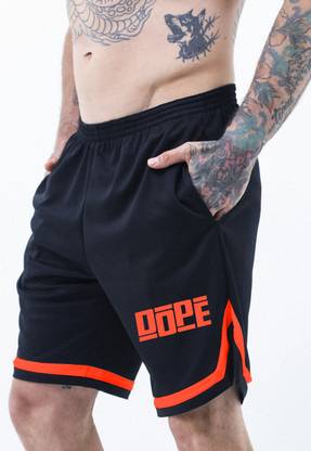 LOTHRIC Printed Men Black Gym Shorts