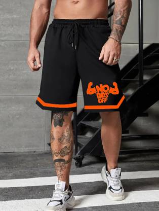 CULISH Printed Men Black Sports Shorts, Casual Shorts, Gym Shorts