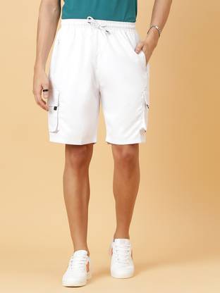 KOTTY Solid Men White Regular Shorts