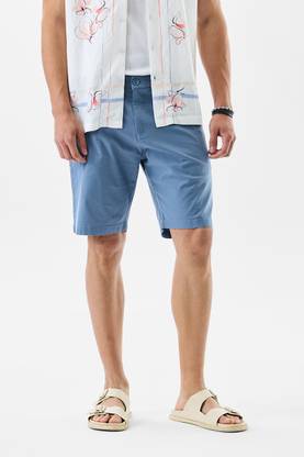 Snitch Solid Men Blue Casual Shorts