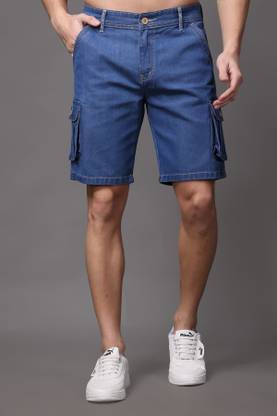 ZAYSH Solid Men Denim Blue Denim Shorts