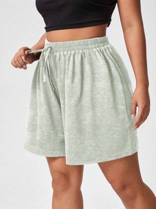 Dockstreet Solid Women Grey Basic Shorts