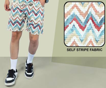 INDICLUB Self Design Men Multicolor Casual Shorts