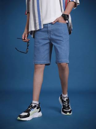 Roadster Solid Men Blue High Waist Shorts