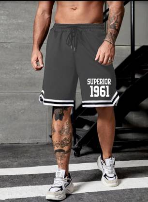 LOTHRIC Self Design Men Grey Sports Shorts
