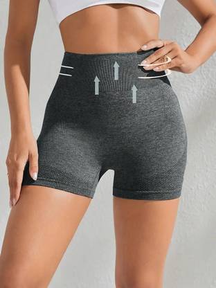 SUPUJIT Solid Women Grey Gym Shorts, Running Shorts, Cycling Shorts