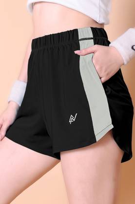 NEXSUS APPARELS Solid Women Black Casual Shorts
